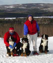 Bill, Barbie, Mac, Rufous and Kessie Snowshoeing from home in Littleton, NH