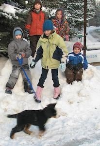 Tenney and Davis Grandchildren Waiting For School Bus.
