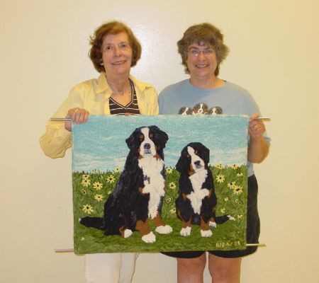 Teacher Elizabeth Black Seeing the Finished Father and Son Rug - August 2006
